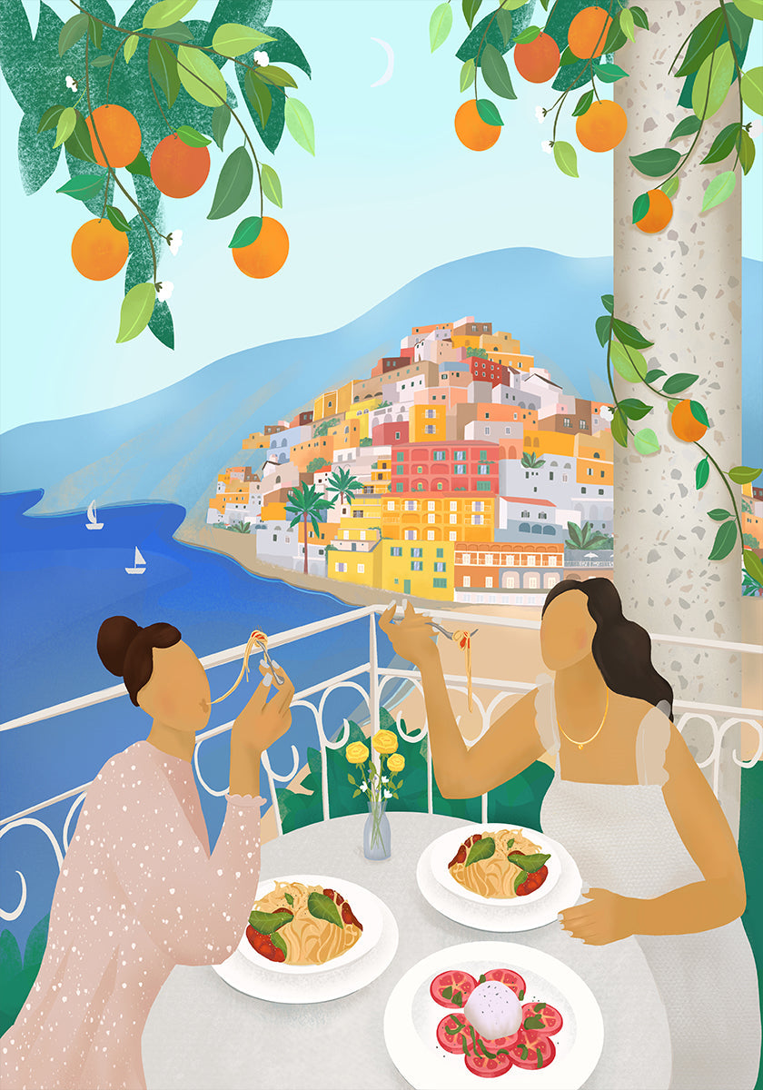Poster di ragazze a Positano