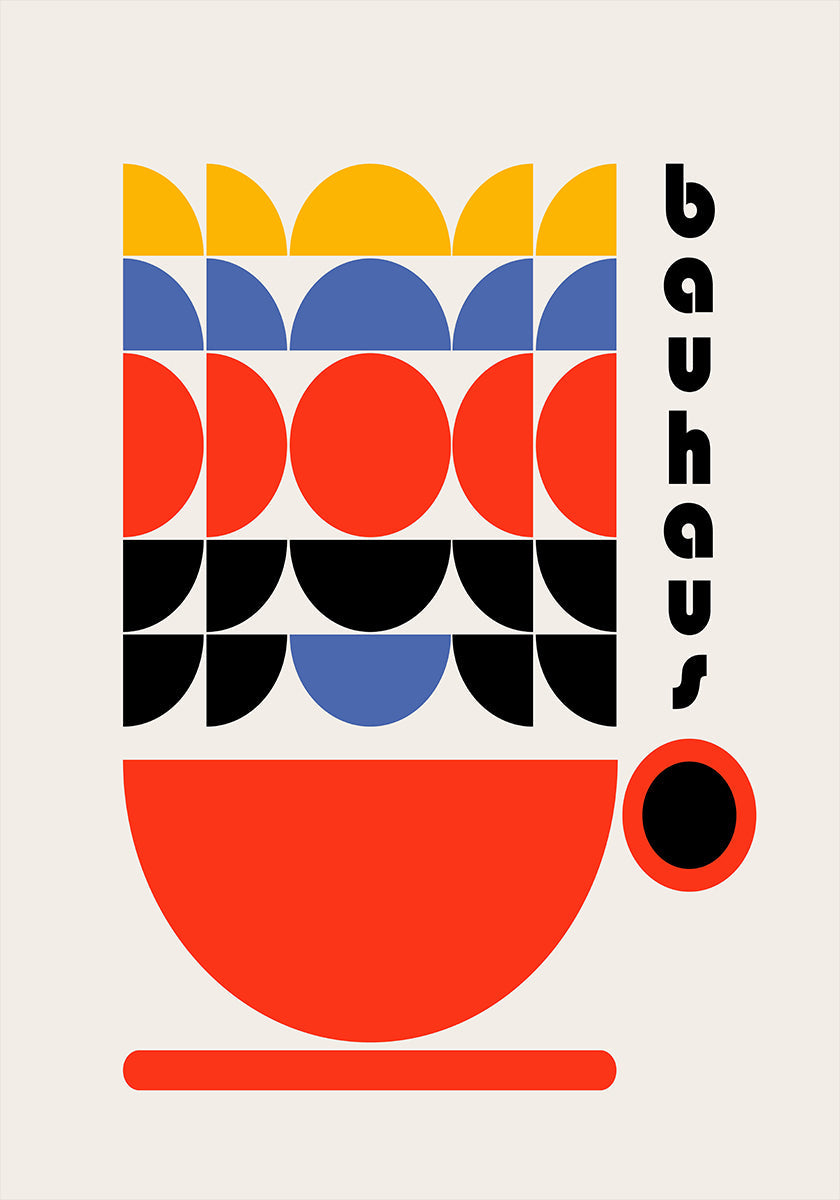 Poster di arredamento degli anni '70 del caffè Bauhaus