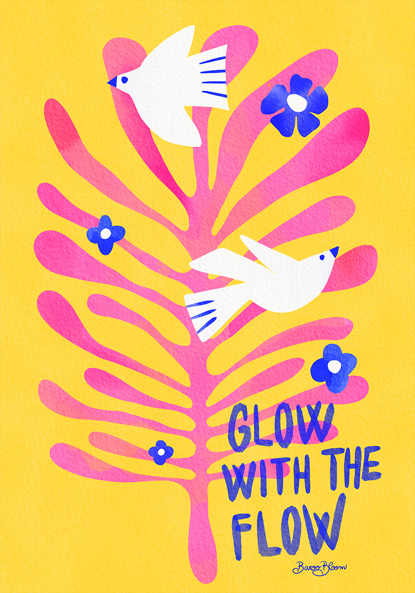 Uccelli - Poster rosa Glow with the Flow