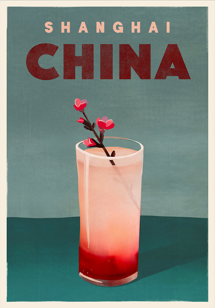Poster di viaggio cocktail Shanghai Cina