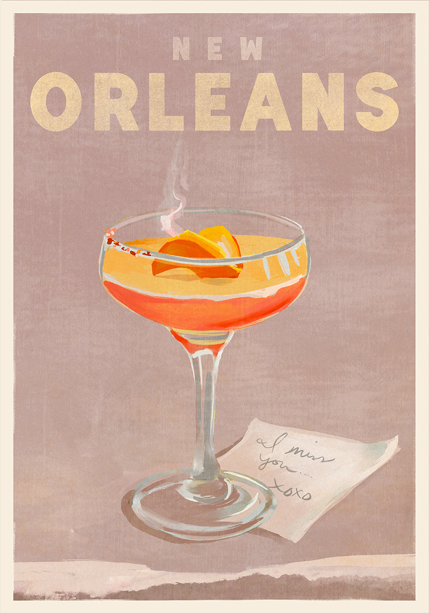 Poster di viaggio del cocktail di New Orleans
