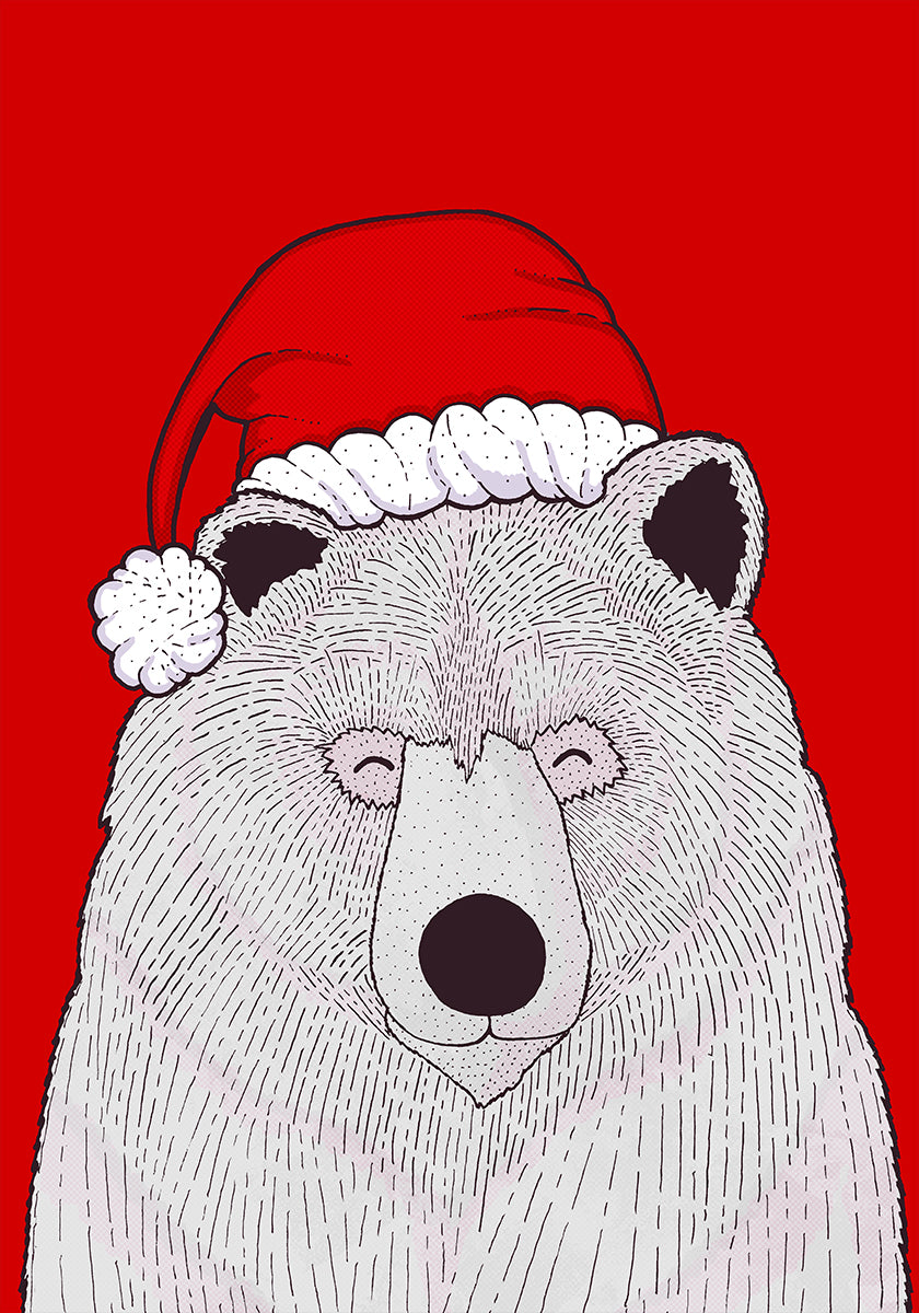 Poster dell'orso rosso di Babbo Natale