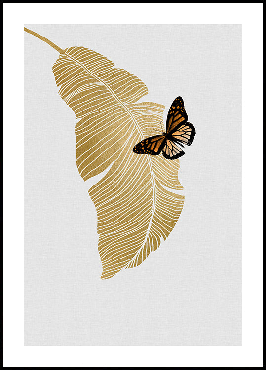 Poster con farfalla e foglia di palma