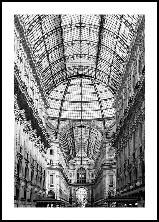 Poster in bianco e nero della Galleria Vittorio Emanuele II Milano