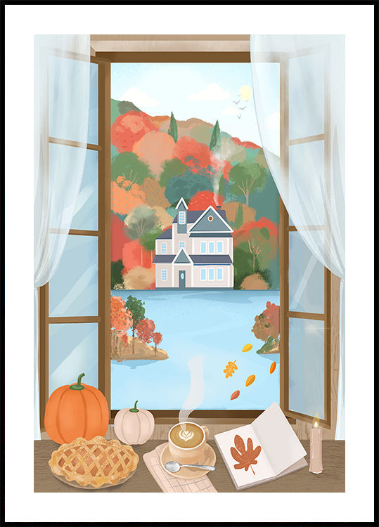 Poster di cottage autunnale