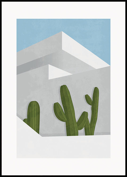 Ombre di cactus, poster di architettura moderna del deserto
