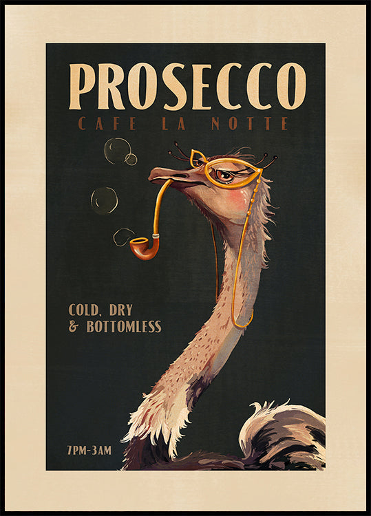 Arte da parete Art Deco Prosecco di un poster di struzzo