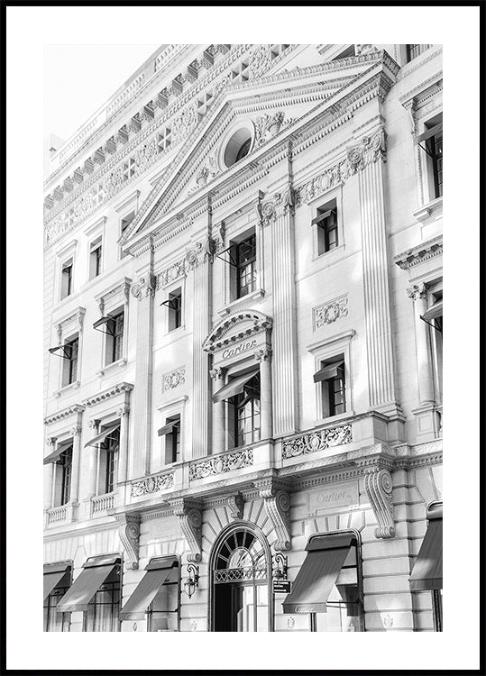 Poster in bianco e nero della boutique Cartier di New York