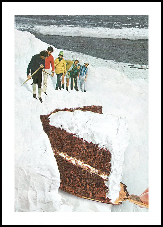 Torta al parto del ghiacciaio - Poster della montagna innevata del dessert