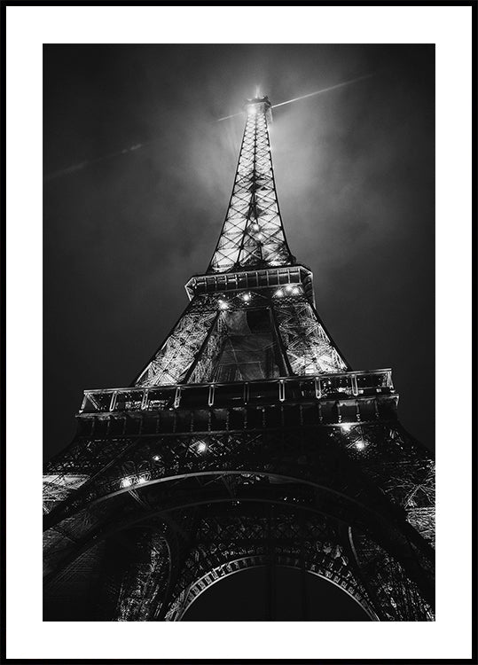 Poster in bianco e nero della Torre Eiffel di Parigi