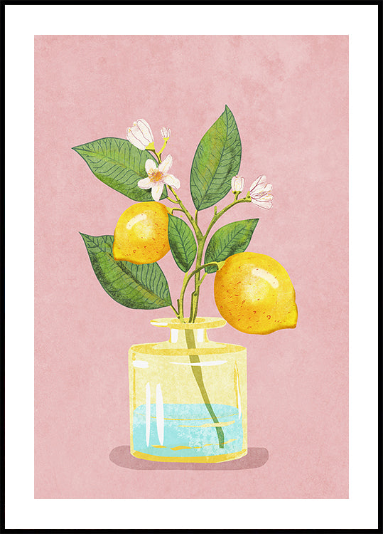 Mazzo di limoni nel poster di vaso