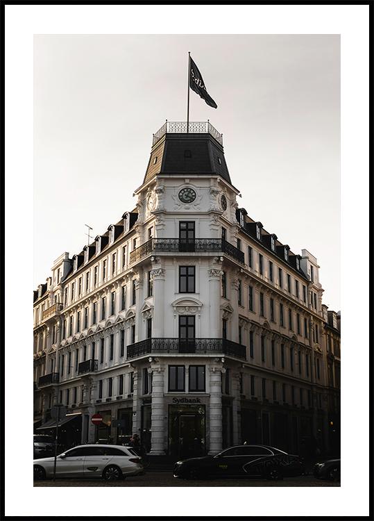 Poster serale dell'edificio storico di Copenaghen