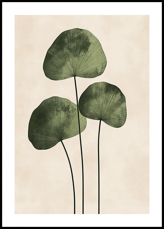 Poster di foglie verdi con venature delicate