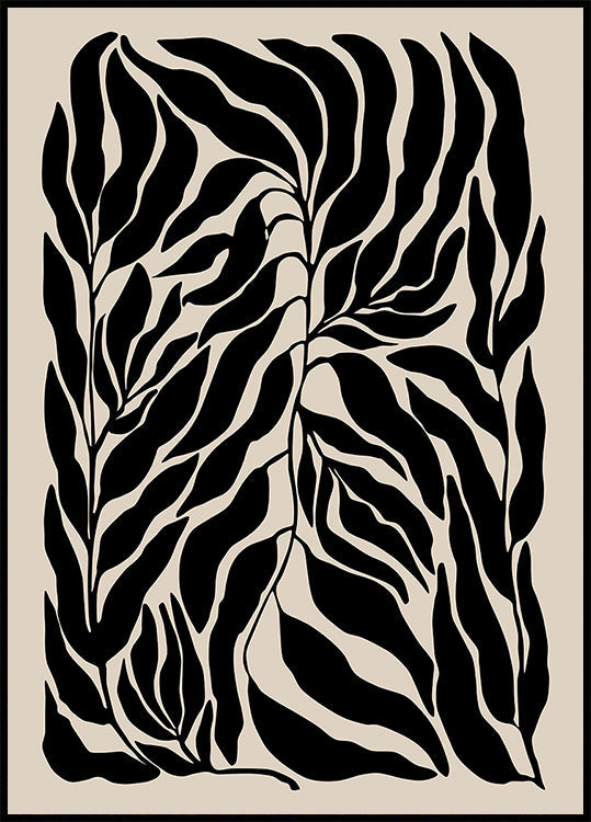 Poster di sagome di foglia nera