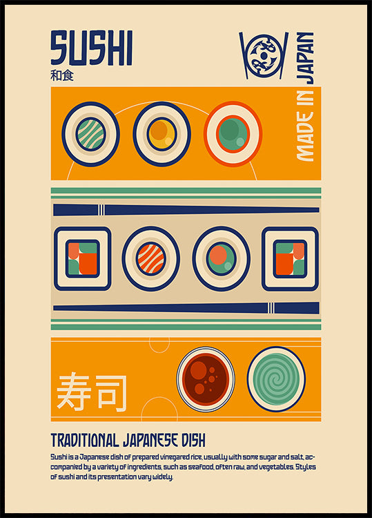 Poster di stampa di cibo giapponese Sushi