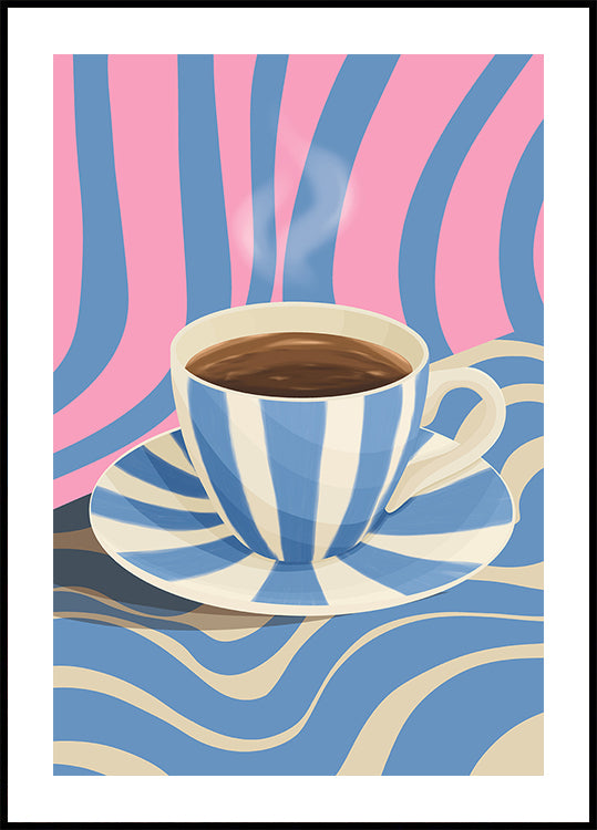 Poster di tazza di caffè a strisce