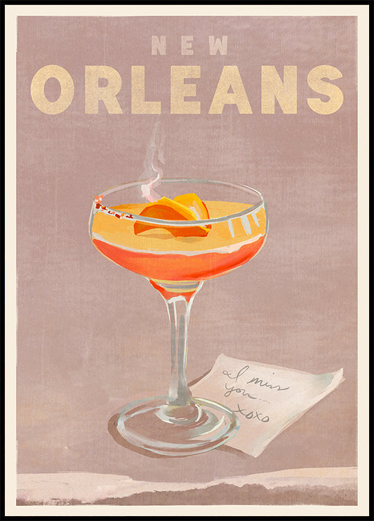 Poster di viaggio del cocktail di New Orleans