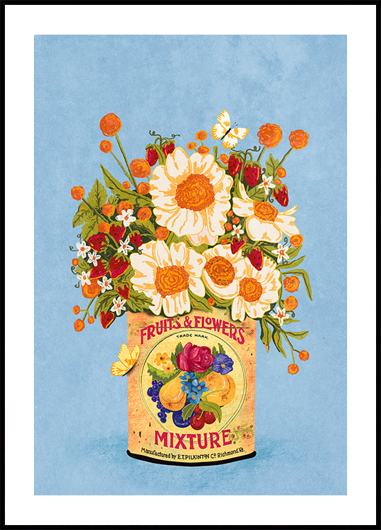 Fiori In Una Lattina Di Tè D'epoca