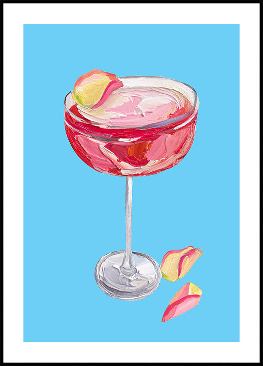 Poster di cocktail di gin rosa scintillante