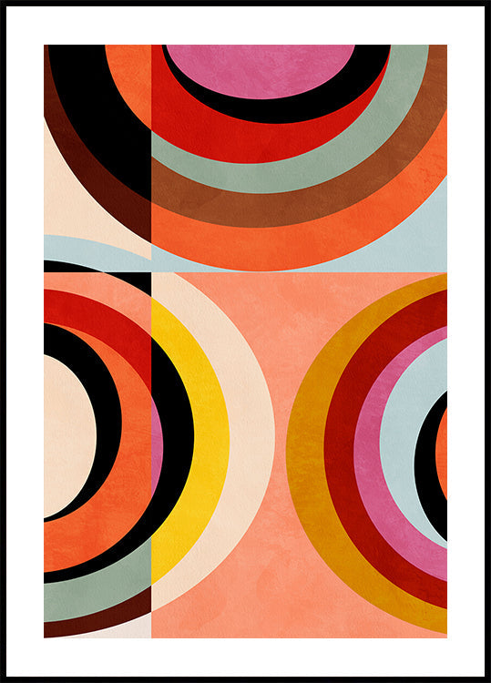 Poster Bauhaus Geometry3 dai colori caldi