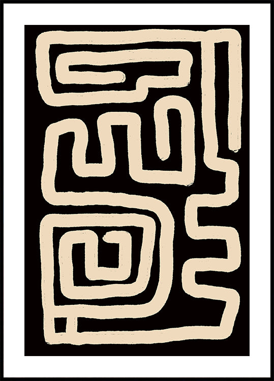 Poster di linee labirinto beige