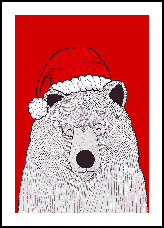 Poster dell'orso rosso di Babbo Natale