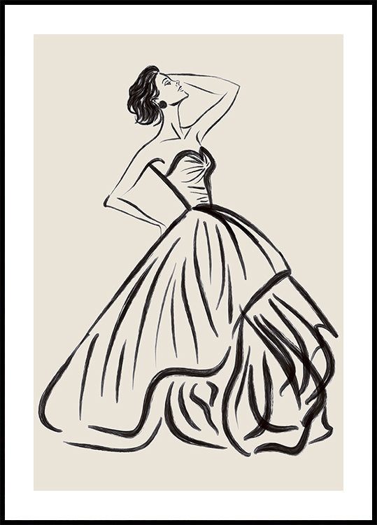 Poster di schizzo di donna elegante