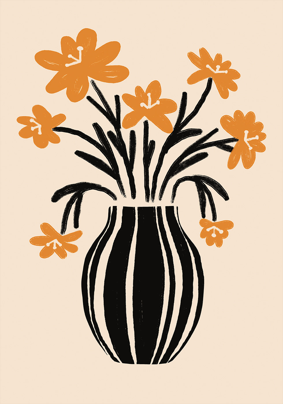 Poster di fiori in vaso arancione