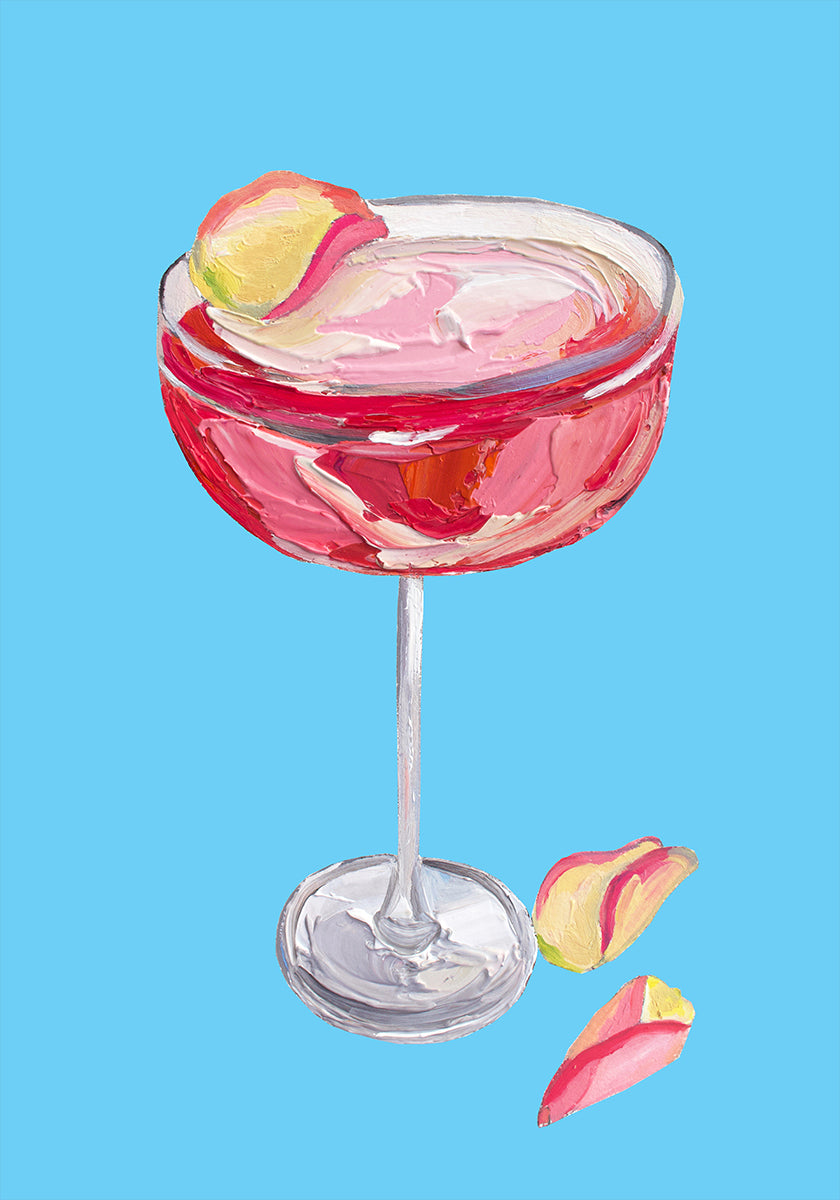 Poster di cocktail di gin rosa scintillante