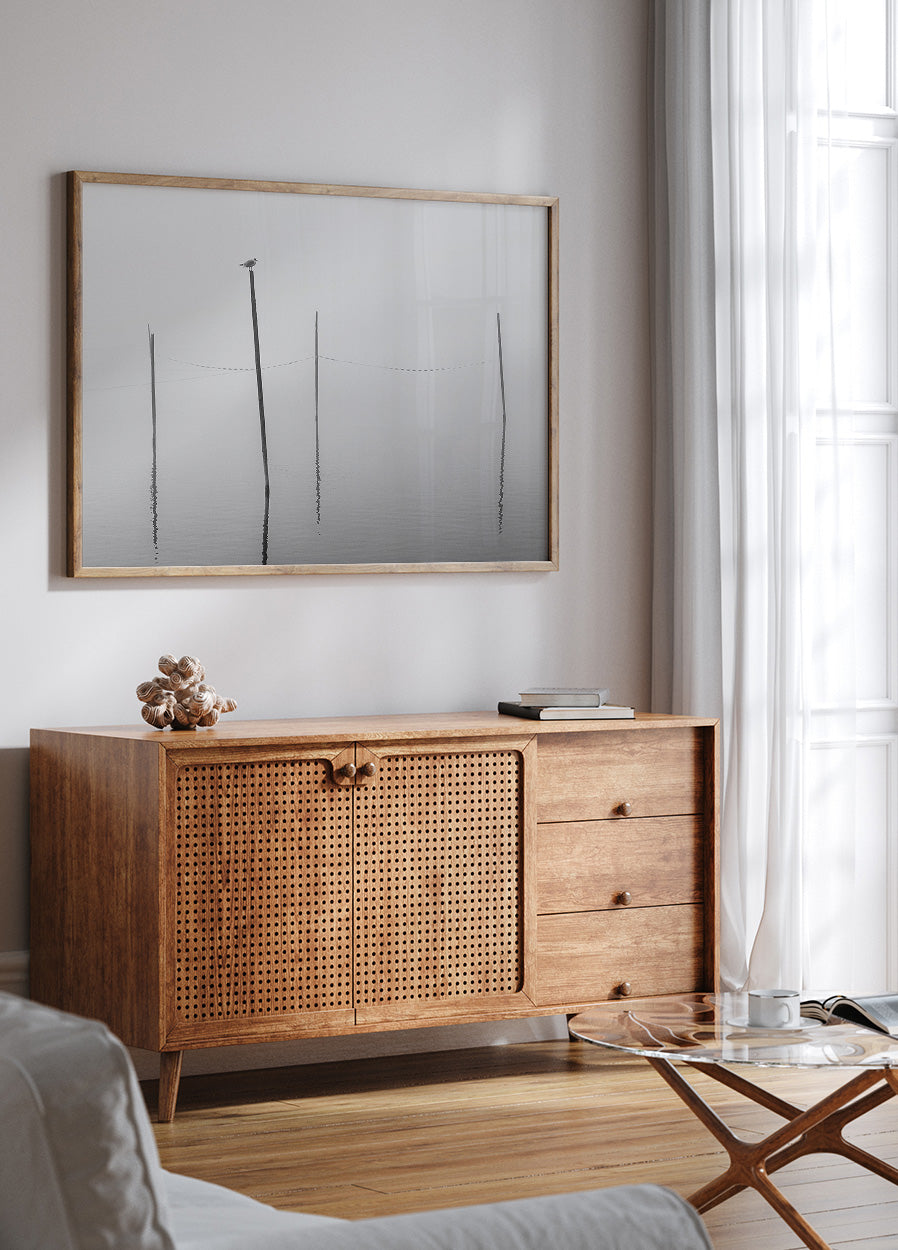 A Small Bird on a Wooden Stake  Plakat - Posterbox.dk