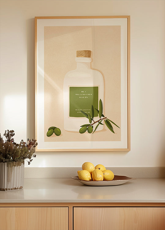 Poster di bottiglia di olio d'oliva