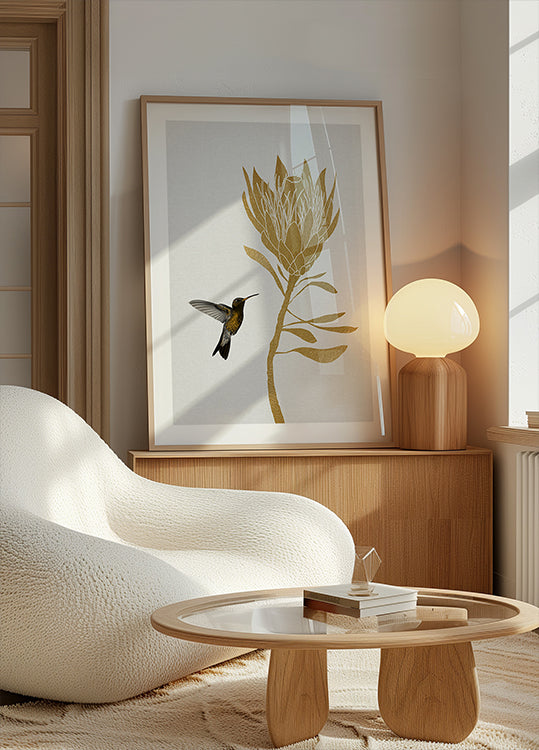 Colibrì e fiori nel poster