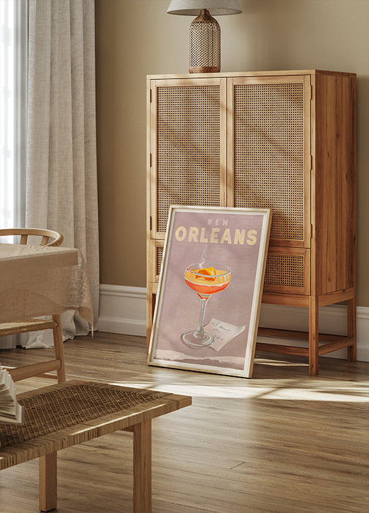 Poster di viaggio del cocktail di New Orleans