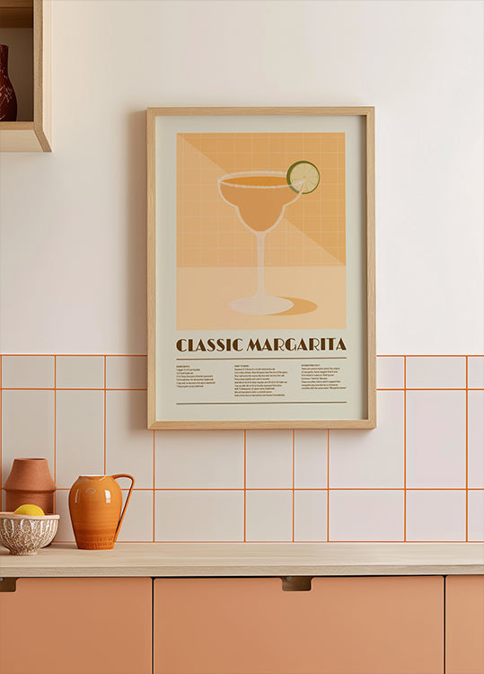 Classico cocktail Margarita, poster artistico di ricette