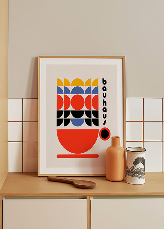 Poster di arredamento degli anni '70 del caffè Bauhaus