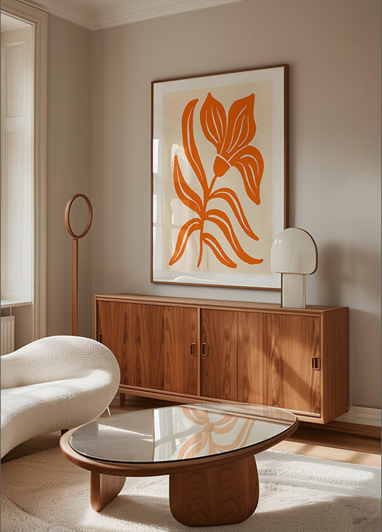 Poster di tulipano stilizzato arancione astratto