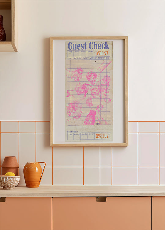 Saluti Ospite Check Poster rosa