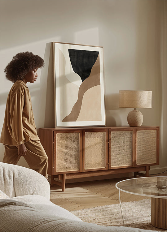 Poster artistico astratto beige e marrone