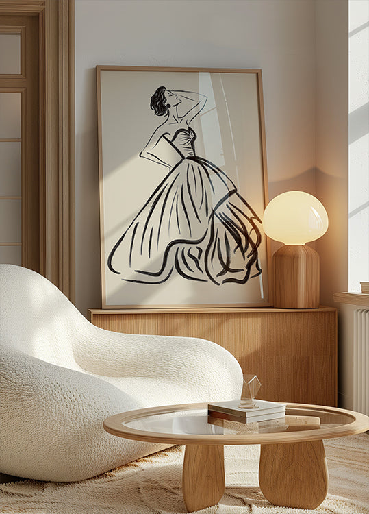 Poster di schizzo di donna elegante