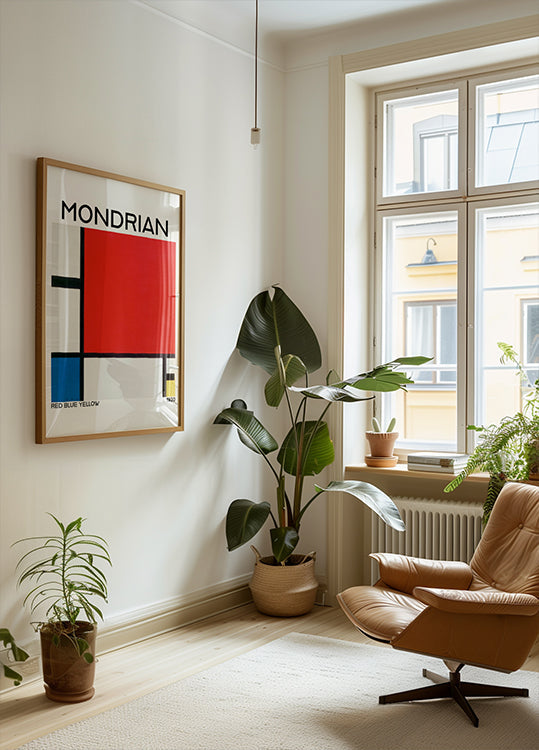 Composizione con poster rosso, blu e giallo del 1930