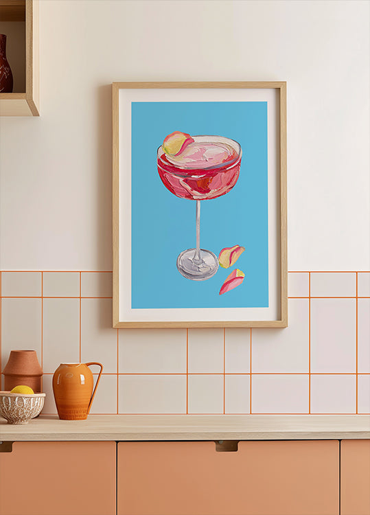 Poster di cocktail di gin rosa scintillante