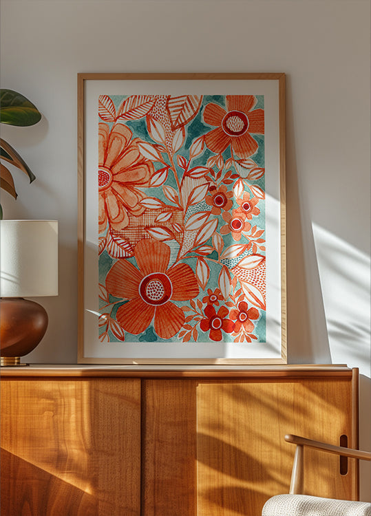 Margherite rosse con poster Aqua