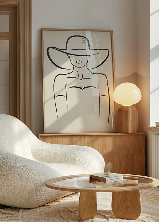 Poster di donna con cappello largo