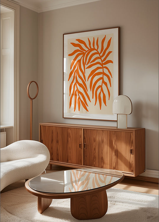 Poster di ramo strutturato silhouette arancione