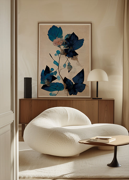 Poster di fiori secchi blu