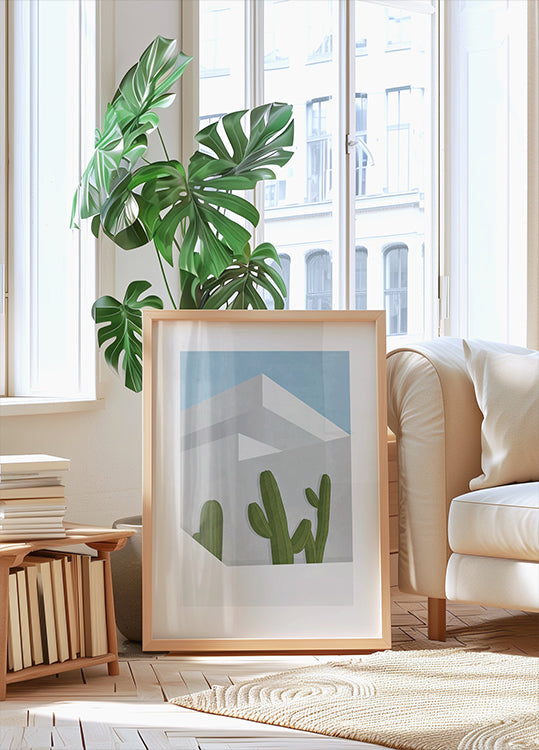 Ombre di cactus, poster di architettura moderna del deserto