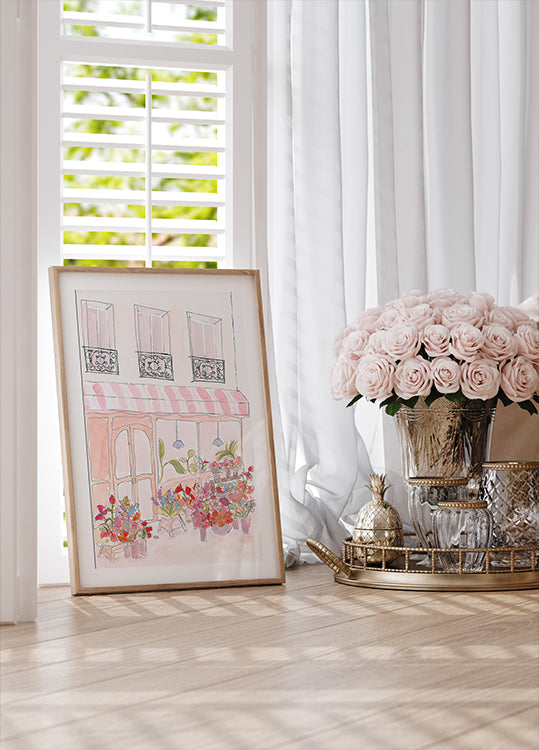 Negozio di fiori rosa