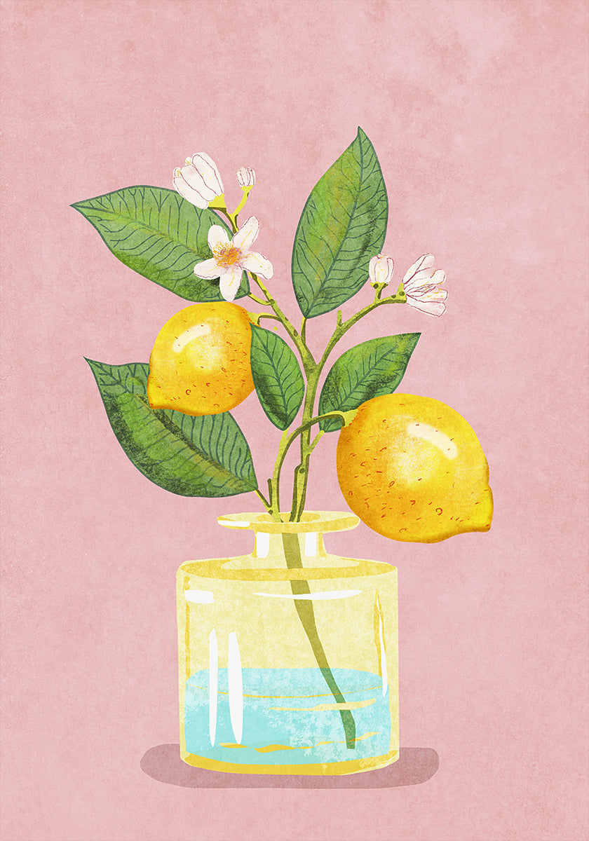 Mazzo di limoni nel poster di vaso