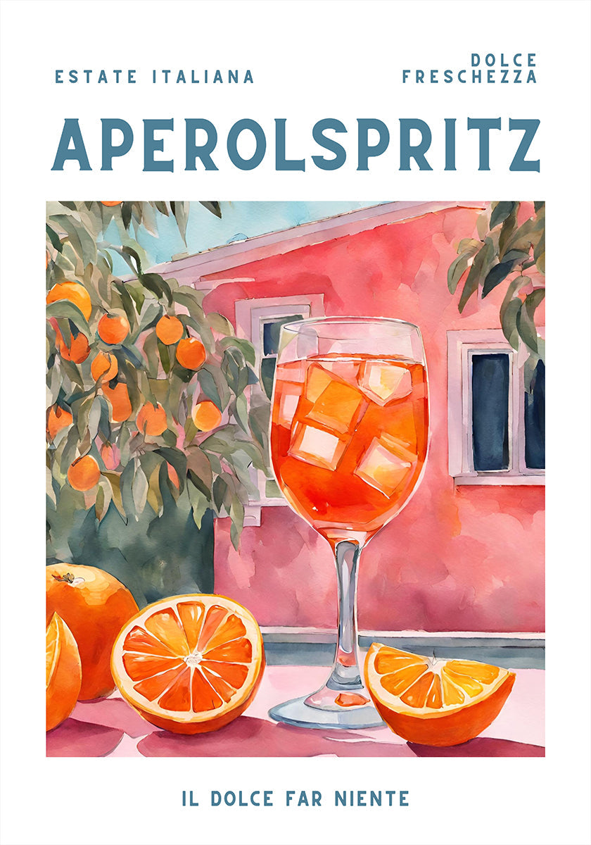 Aperol Spritz, Aquarell, Poster Fresco