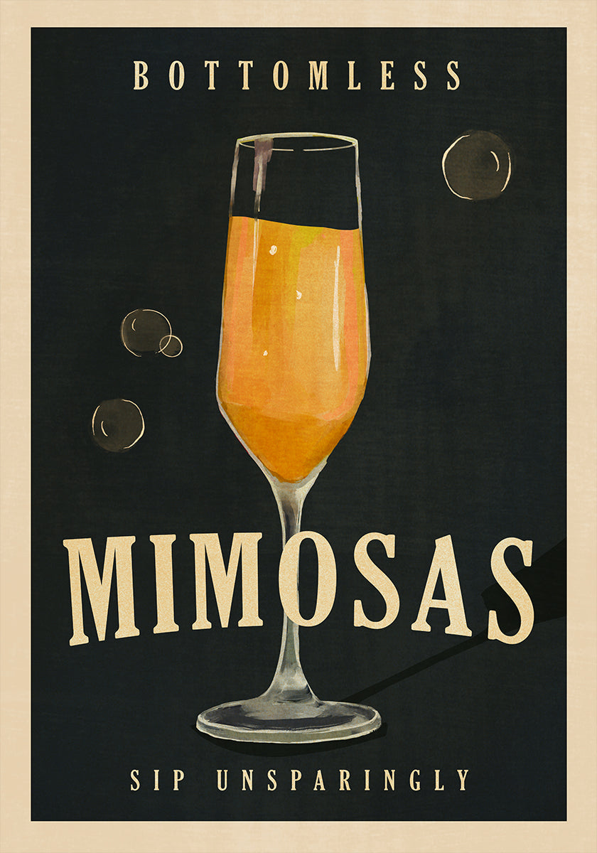 Poster artistico del cocktail bar Art Déco con mimose senza fondo